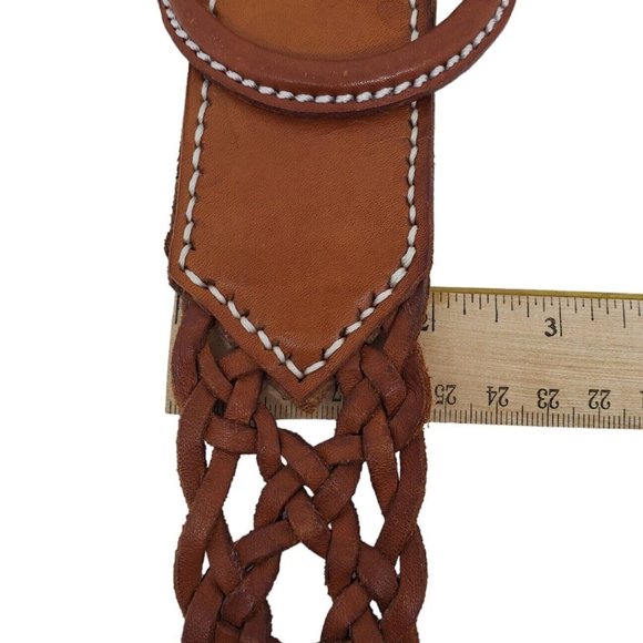 James Halbert Womens Braided Leather Belt Sz S Brown Adjustable 2.25” Wide Boho - Picture 9 of 10